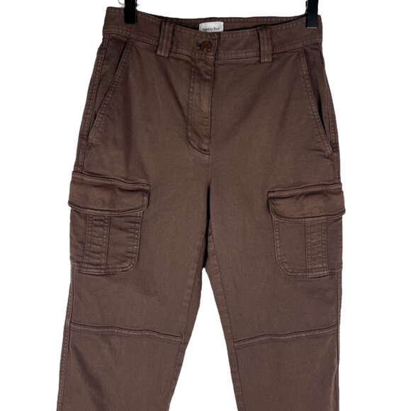 Aritzia Sunday Best Oscar Carpenter Pants Cargo Jeans in Cognac Brown Size 2 - Picture 2 of 12